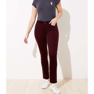 LOFT Curvy Skinny Burgundy Corduroy Pants
